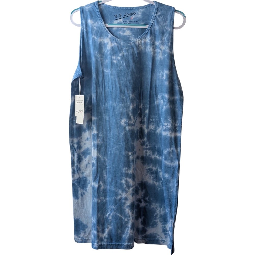 NORTHERN EXPEDITION LIMITED WOMEN'S BLUE/WHITE TIE-DYE SWIM COVERUP SIZE MD/LG